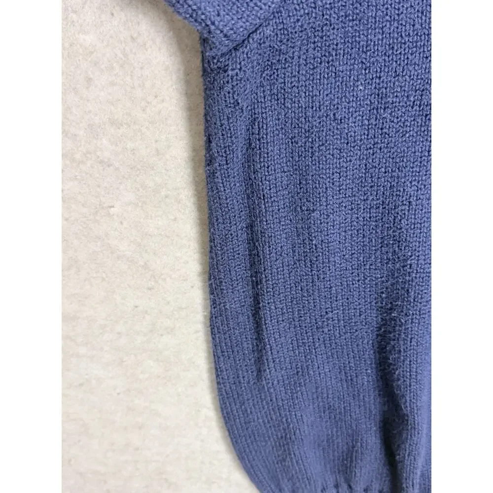 Polo Ralph Lauren Vtg Navy Blue Red Pony Sweater 100% Cotton Made Hong Kong